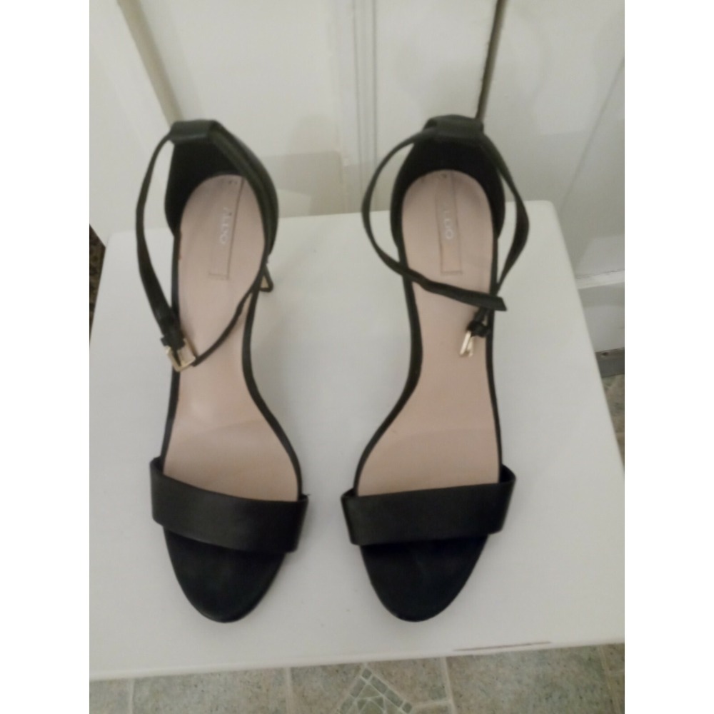 ALDO Black Leather Strappy Heels Size 8.5